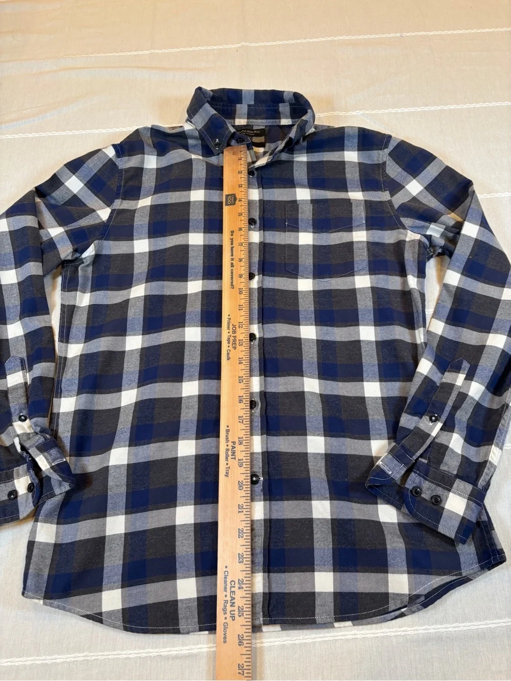 Banana Republic Luxe Flannel Slim Fit Shirt - Navy & Grey Plaid (Medium)